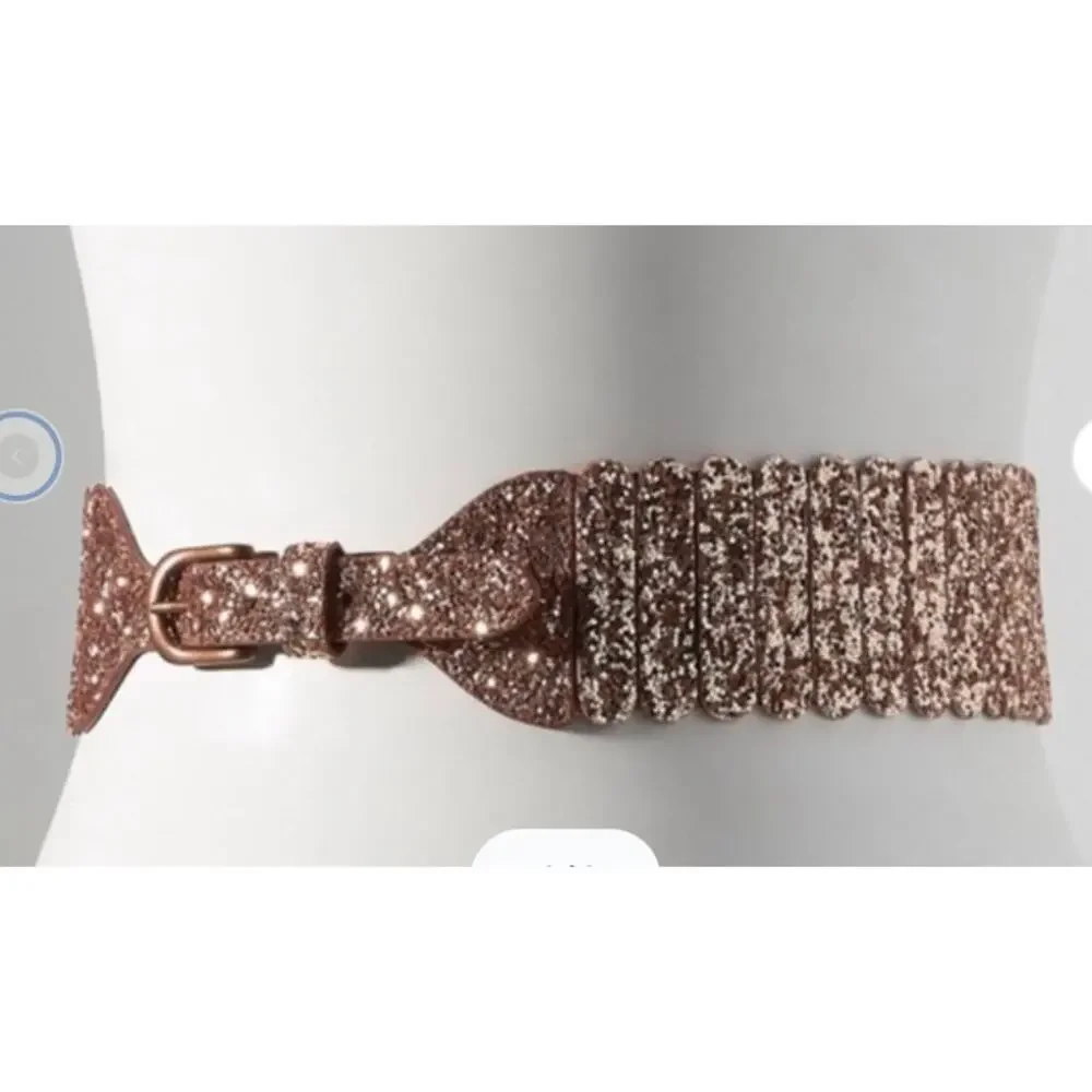 Anthropologie Pink Hensler Glitter  Wide Tabby Belt XS